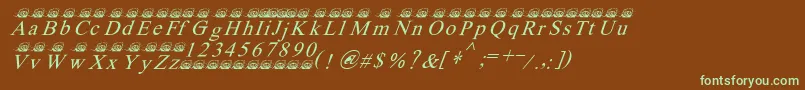 Ferretsrtopsitalics-fontti – vihreät fontit ruskealla taustalla