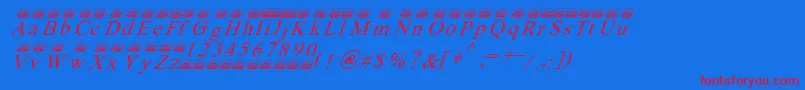 Ferretsrtopsitalics-Schriftart – Rote Schriften auf blauem Hintergrund