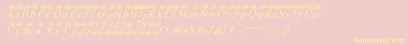 Ferretsrtopsitalics-Schriftart – Gelbe Schriften auf rosa Hintergrund
