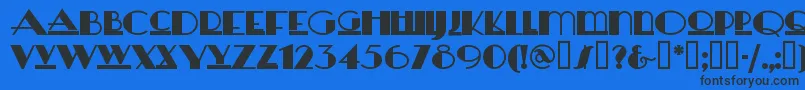 Heras-Schriftart – Schwarze Schriften auf blauem Hintergrund