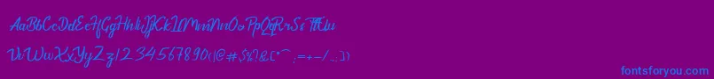 フォントDekadePersonalUse – 紫色の背景に青い文字
