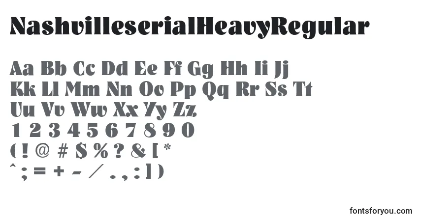 Шрифт NashvilleserialHeavyRegular – алфавит, цифры, специальные символы
