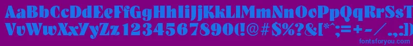 フォントNashvilleserialHeavyRegular – 紫色の背景に青い文字