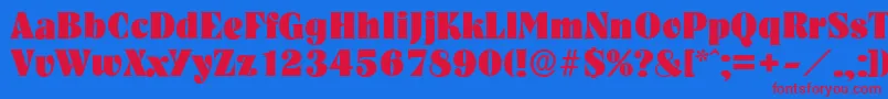 NashvilleserialHeavyRegular-fontti – punaiset fontit sinisellä taustalla