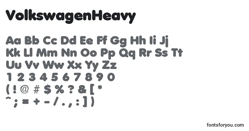 A fonte VolkswagenHeavy – alfabeto, números, caracteres especiais
