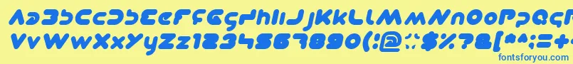 フォントDominiqueItalic – 青い文字が黄色の背景にあります。