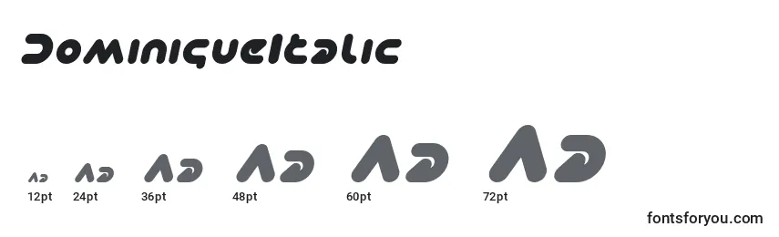 Размеры шрифта DominiqueItalic