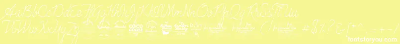 AdvertisingScriptMonolineTrial-fontti – valkoiset fontit keltaisella taustalla