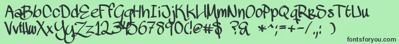 Czcionka MawnsScript – czarne czcionki na zielonym tle