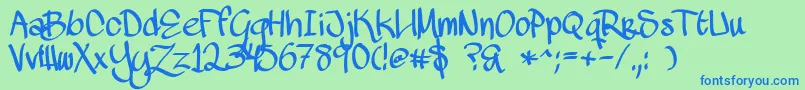 MawnsScript Font – Blue Fonts on Green Background