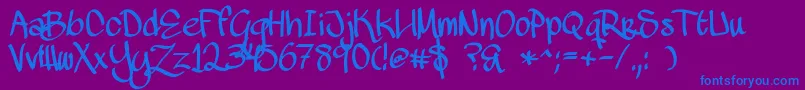 MawnsScript Font – Blue Fonts on Purple Background