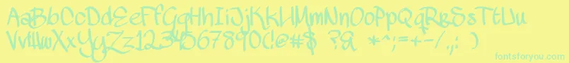 fuente MawnsScript – Fuentes Verdes Sobre Fondo Amarillo