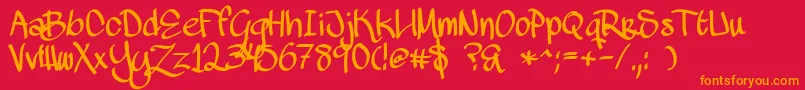 MawnsScript Font – Orange Fonts on Red Background
