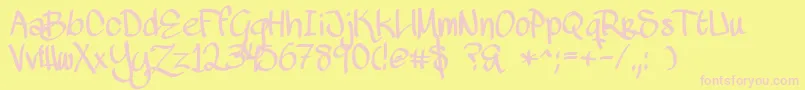 MawnsScript Font – Pink Fonts on Yellow Background