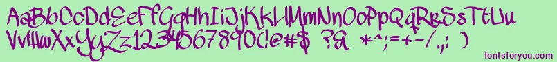 MawnsScript Font – Purple Fonts on Green Background