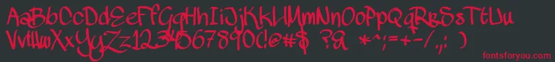 MawnsScript Font – Red Fonts on Black Background