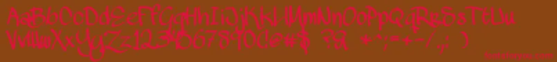 MawnsScript Font – Red Fonts on Brown Background