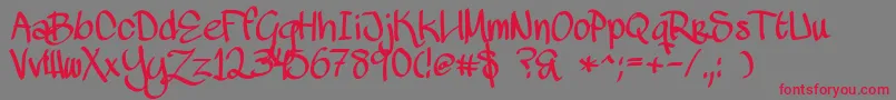 フォントMawnsScript – 赤い文字の灰色の背景