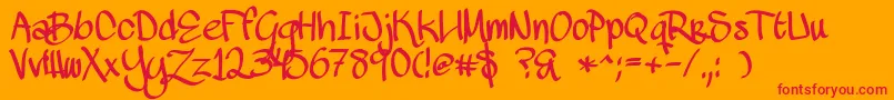 MawnsScript Font – Red Fonts on Orange Background