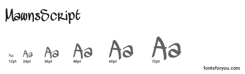 Größen der Schriftart MawnsScript