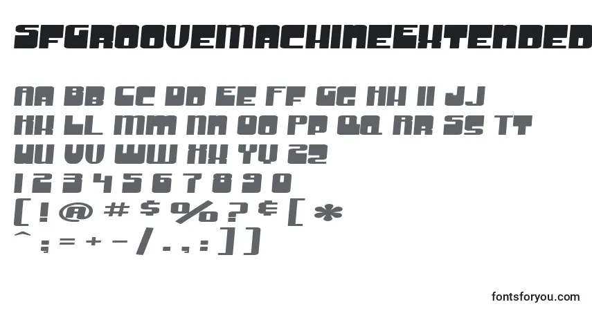 Шрифт SfGrooveMachineExtended – алфавит, цифры, специальные символы