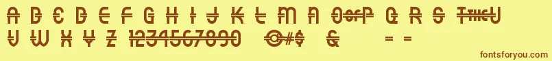 フォントLuncheon – 茶色の文字が黄色の背景にあります。