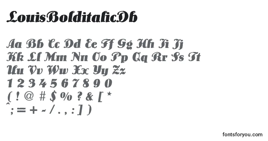 Czcionka LouisBolditalicDb – alfabet, cyfry, specjalne znaki