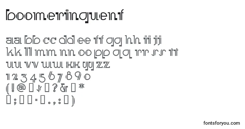 A fonte Boomeringuenf (58352) – alfabeto, números, caracteres especiais