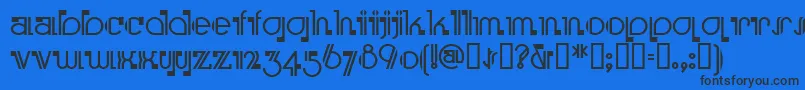 Czcionka Boomeringuenf – czarne czcionki na niebieskim tle