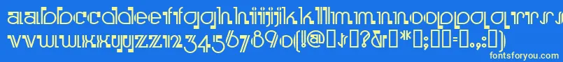 フォントBoomeringuenf – 黄色の文字、青い背景