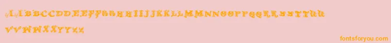 DOldModern2-Schriftart – Orangefarbene Schriften auf rosa Hintergrund