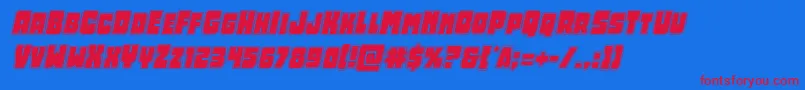 フォントOpusmundiacadital – 赤い文字の青い背景