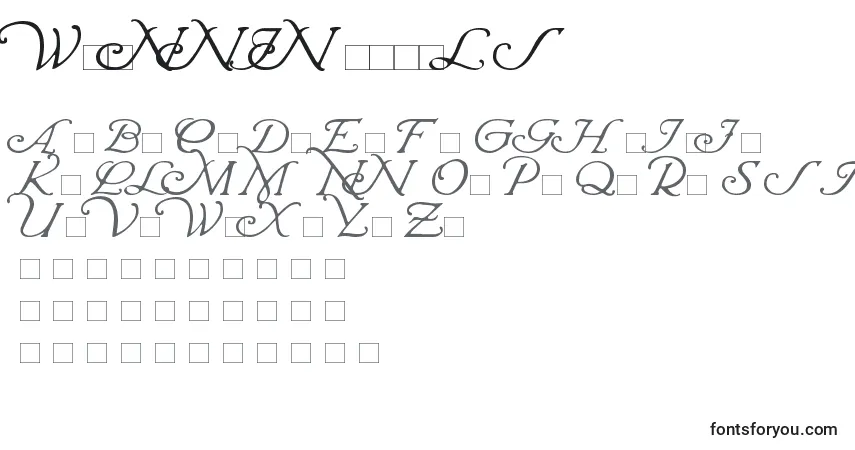 A fonte WrennInitials – alfabeto, números, caracteres especiais