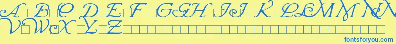 WrennInitials-Schriftart – Blaue Schriften auf gelbem Hintergrund
