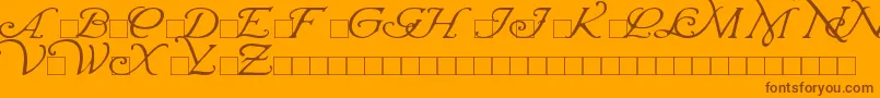Weitere Informationen zur WrennInitials-Schriftart WrennInitials-Schriftart – Braune Schriften auf orangefarbenem Hintergrund