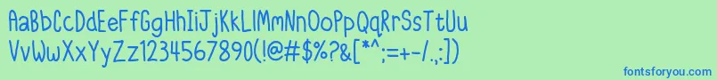 IttyBittyNotebook Font – Blue Fonts on Green Background