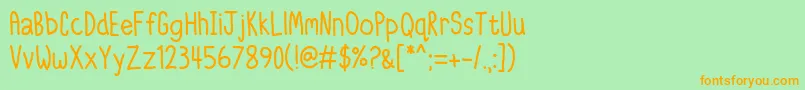 IttyBittyNotebook Font – Orange Fonts on Green Background