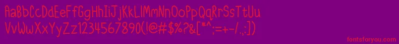 IttyBittyNotebook Font – Red Fonts on Purple Background