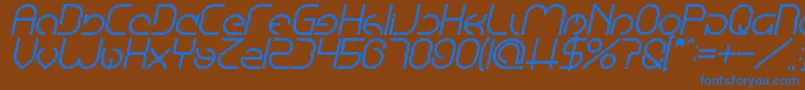 EmmiliaBoldItalic-fontti – siniset fontit ruskealla taustalla