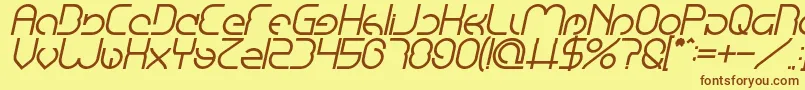 Fonte EmmiliaBoldItalic – fontes marrons em um fundo amarelo