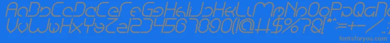 EmmiliaBoldItalic Font – Gray Fonts on Blue Background