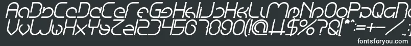 EmmiliaBoldItalic-fontti – valkoiset fontit mustalla taustalla
