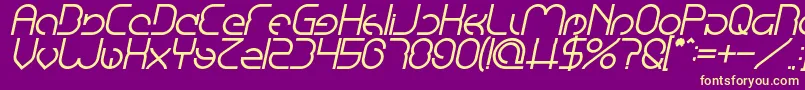 EmmiliaBoldItalic-fontti – keltaiset fontit violetilla taustalla