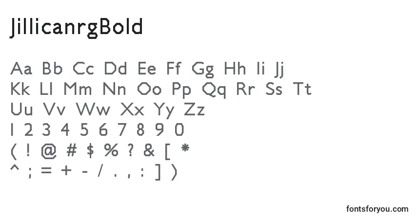 Шрифт JillicanrgBold – алфавит, цифры, специальные символы