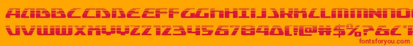 Globaldynamicshalf-Schriftart – Rote Schriften auf orangefarbenem Hintergrund