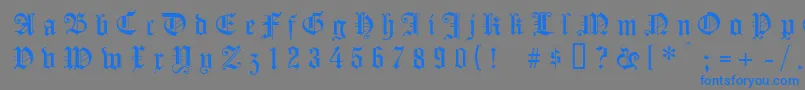 フォントKoenigsbergergesperrtunz1l – 灰色の背景に青い文字