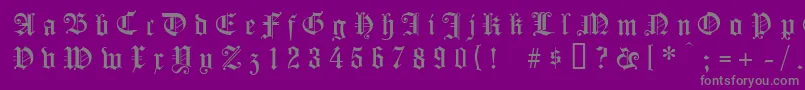 フォントKoenigsbergergesperrtunz1l – 紫の背景に灰色の文字