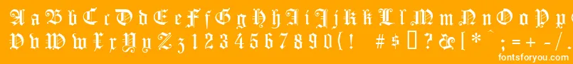 フォントKoenigsbergergesperrtunz1l – オレンジの背景に白い文字