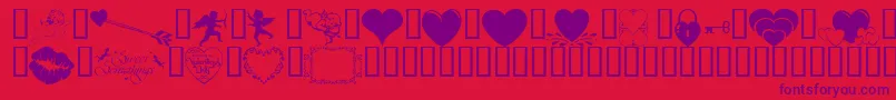 Wmvalentine1-Schriftart – Violette Schriften auf rotem Hintergrund