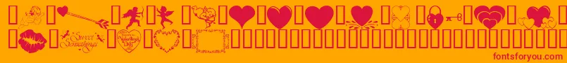 Wmvalentine1-Schriftart – Rote Schriften auf orangefarbenem Hintergrund